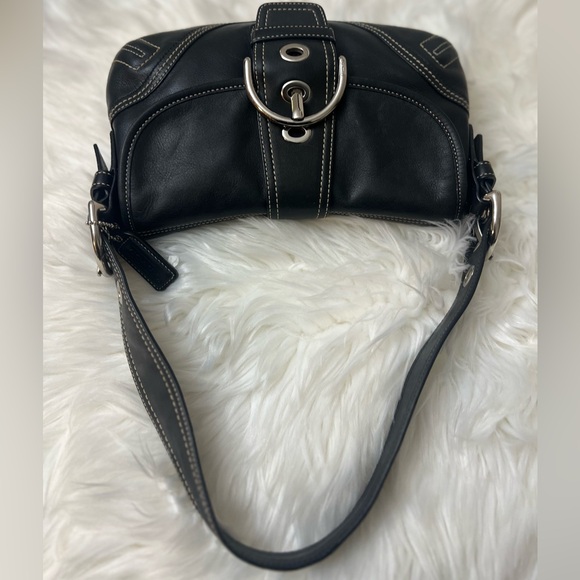 Coach Black Leather Soho Shoulder Bag with Silver Accents# F10188 - Picture 5 of 12